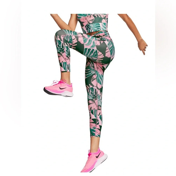 Nike Dri-Fit Women's Printed Botanical Fast Crop Running Legging Sz Small - Picture 1 of 9